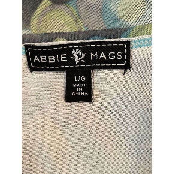 ABBIE MAGS Women’s Twin Set Cardigan & Tank Geometric Green Blue Gray Large - Picture 7 of 12